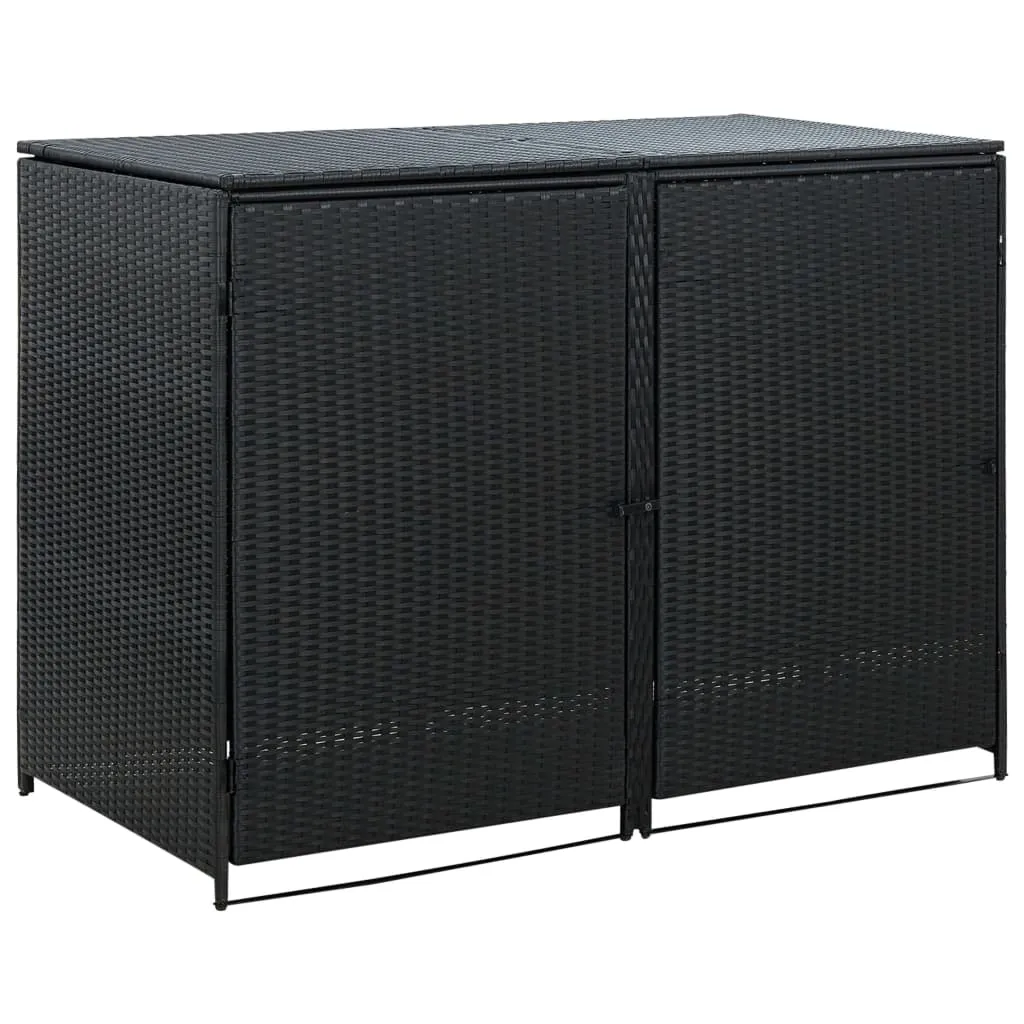 Einzigartigen Design Mülltonnenbox für 2 Tonnen Poly Rattan Schwarz 148x80x111cm ,Robustheit Material 11679